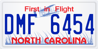 NC license plate DMF6454
