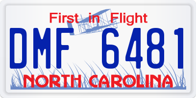 NC license plate DMF6481