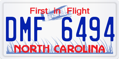NC license plate DMF6494