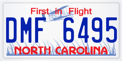 NC license plate DMF6495