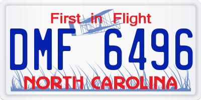NC license plate DMF6496