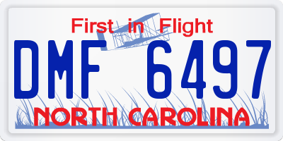 NC license plate DMF6497