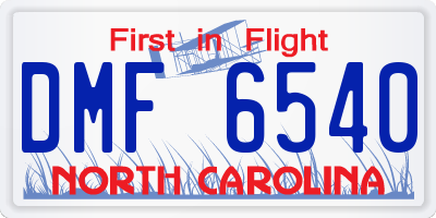 NC license plate DMF6540