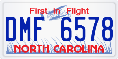 NC license plate DMF6578