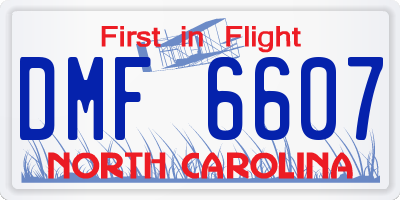 NC license plate DMF6607