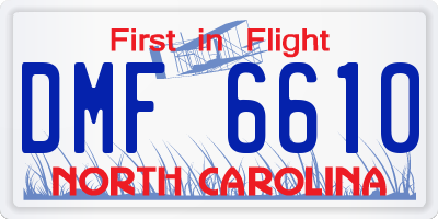 NC license plate DMF6610