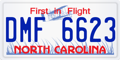 NC license plate DMF6623