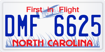 NC license plate DMF6625