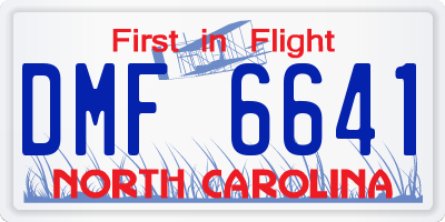 NC license plate DMF6641