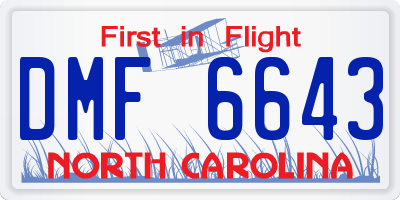 NC license plate DMF6643