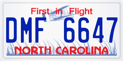 NC license plate DMF6647