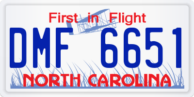 NC license plate DMF6651
