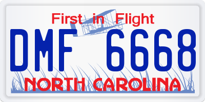 NC license plate DMF6668