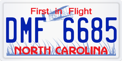 NC license plate DMF6685