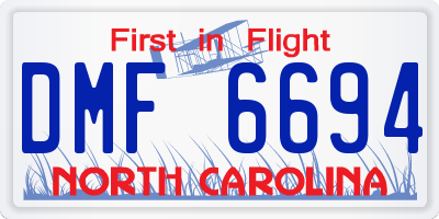 NC license plate DMF6694
