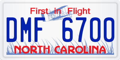 NC license plate DMF6700