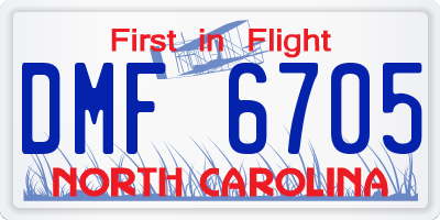 NC license plate DMF6705
