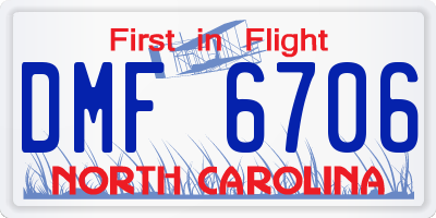 NC license plate DMF6706