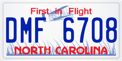 NC license plate DMF6708