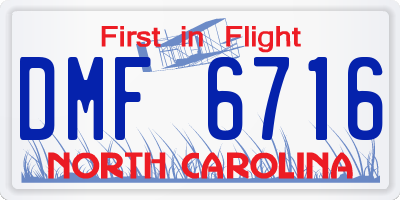 NC license plate DMF6716