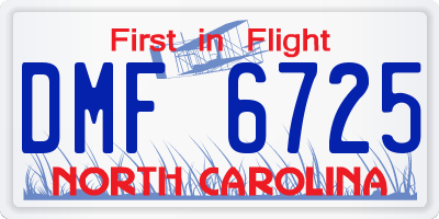 NC license plate DMF6725