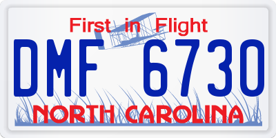 NC license plate DMF6730