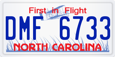NC license plate DMF6733