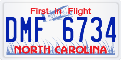 NC license plate DMF6734
