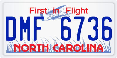 NC license plate DMF6736