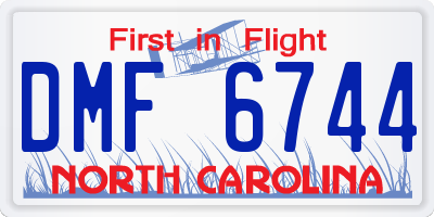 NC license plate DMF6744