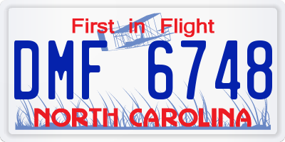 NC license plate DMF6748