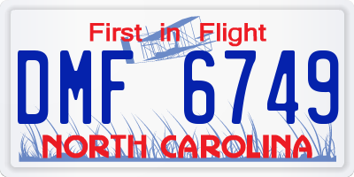 NC license plate DMF6749