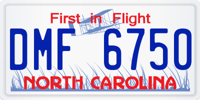 NC license plate DMF6750