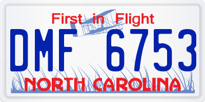 NC license plate DMF6753