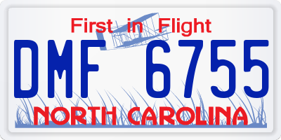 NC license plate DMF6755