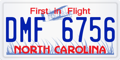 NC license plate DMF6756