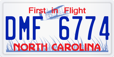 NC license plate DMF6774