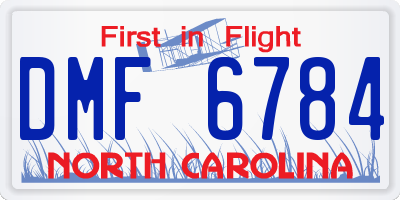 NC license plate DMF6784