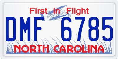 NC license plate DMF6785