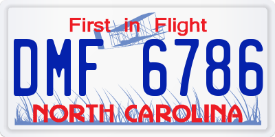 NC license plate DMF6786