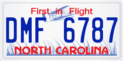 NC license plate DMF6787