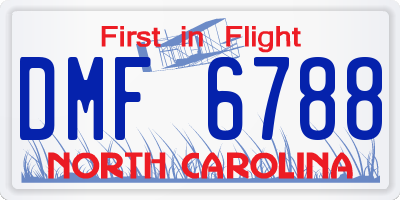 NC license plate DMF6788