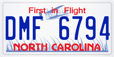 NC license plate DMF6794
