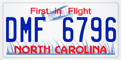 NC license plate DMF6796