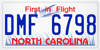 NC license plate DMF6798