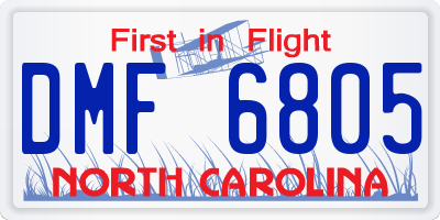 NC license plate DMF6805