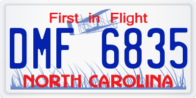 NC license plate DMF6835