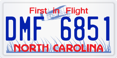 NC license plate DMF6851