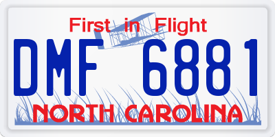 NC license plate DMF6881
