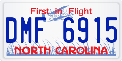 NC license plate DMF6915